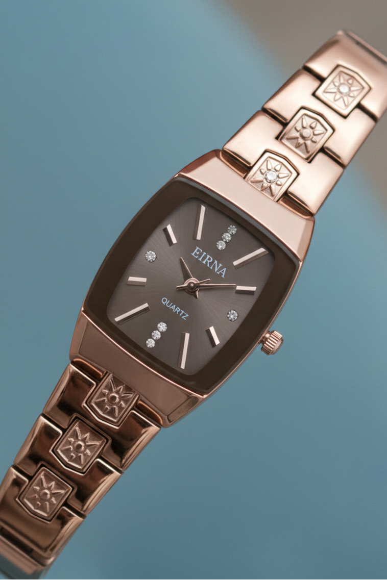 Elegant Rose Gold Women’s Bracelet Watch – With Crystal Accents
