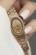 Camelot Gold Crystal Women’s Watch – Oval Dial Bracelet Style