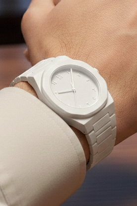 Men's Matte Black/White Octagonal Monochrome Watch