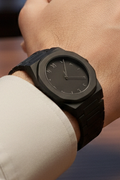 Men's Matte Black/White Octagonal Monochrome Watch
