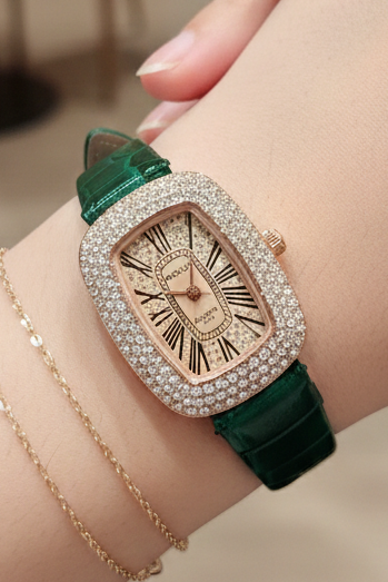 Emerald Luxe Watch – Green Croc Strap & Rose Gold Case