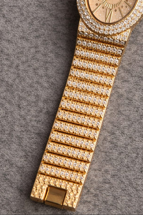 Camelot Gold Crystal Women’s Watch – Oval Dial Bracelet Style